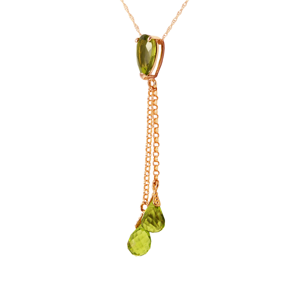 14K. SOLID GOLD NECKLACE WITH PERIDOTS (Rose Gold)